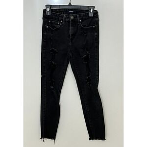 Aero High Rise Distressed Skinny Jeans Women's‎ Size 6 Black Stretch Grunge Goth
